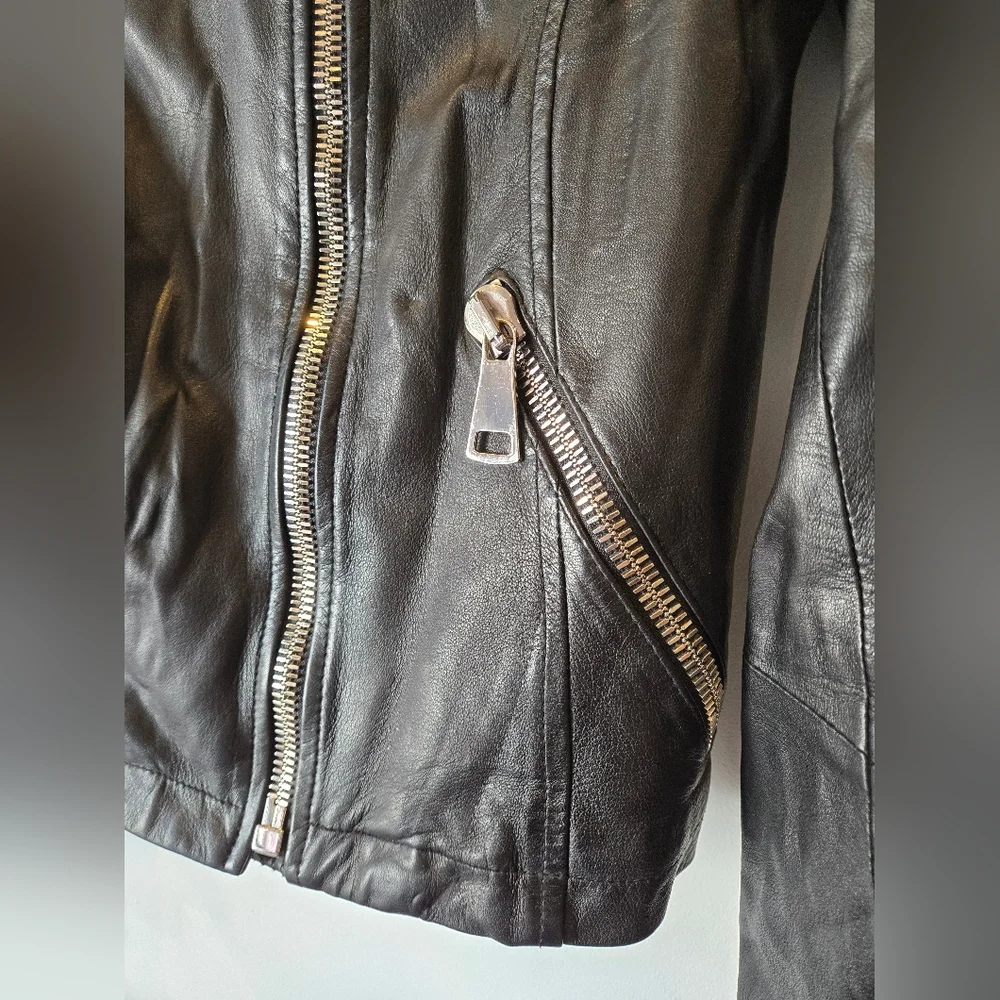 Peruzzi Leather Moto Jacket Size 38 - Picture 2 of 11